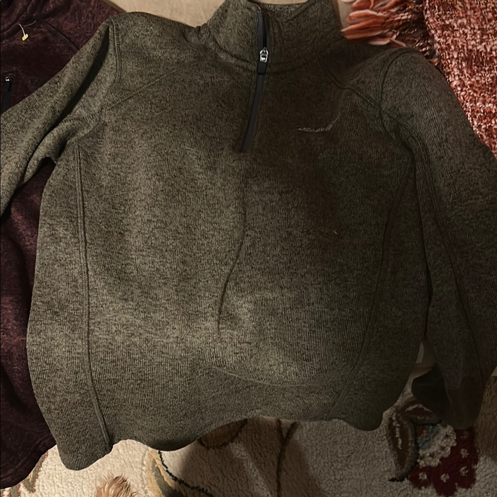 Eddie Bauer Olive Green Zip Up Sweater